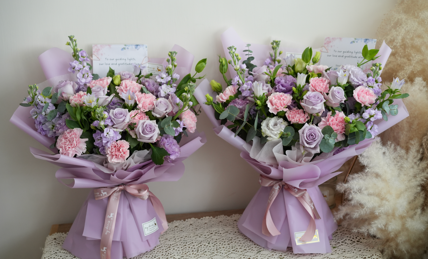 FQ031- “Whispers of Lavender“ 紫玫瑰鮮,康乃馨花束|生日花束|感恩花束|升職榮休花束