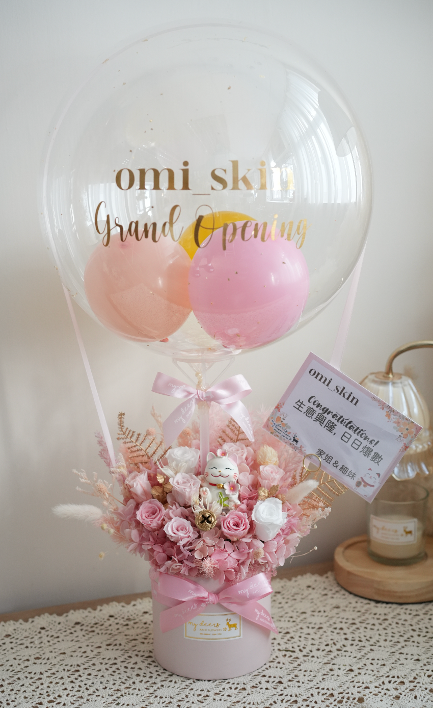 PXB004 - 氣球 Pink tone 粉色玫瑰保鮮花花盒