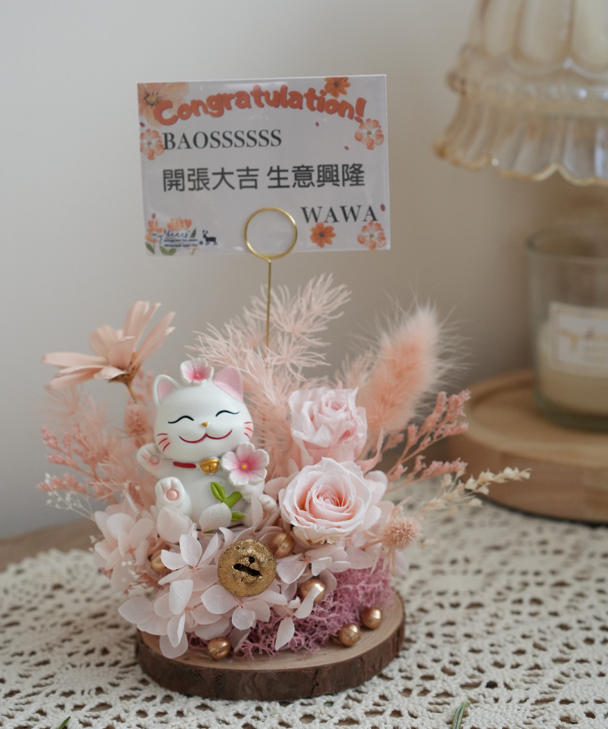 PO003 - Pink 粉色保鮮花迷你卡片座