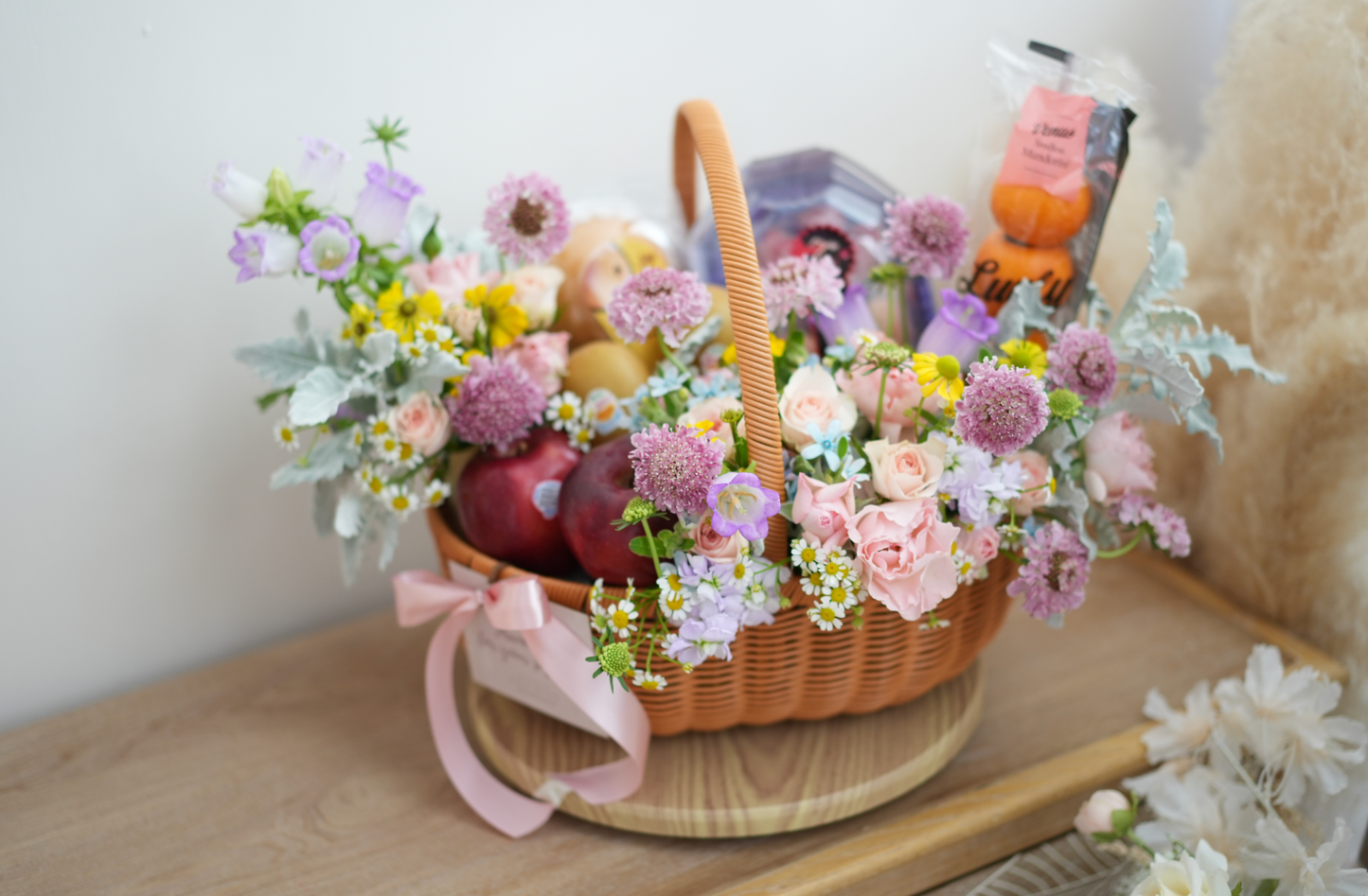 FF003 - Deluxe Basket 鮮果鮮花籃 (手提藤籃款)