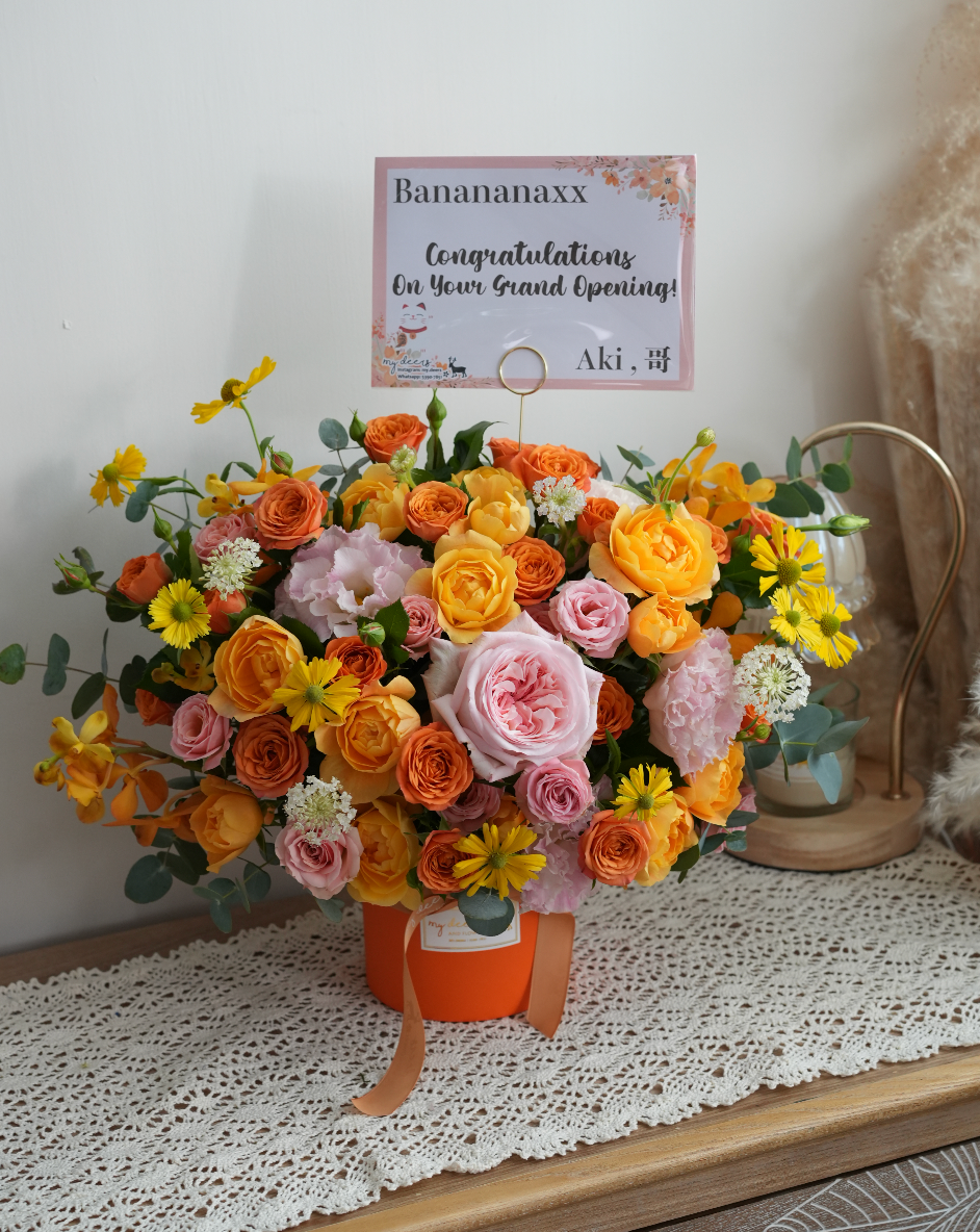 FX009 - Warm Luxe Roses 橙黃粉色玫瑰花盒