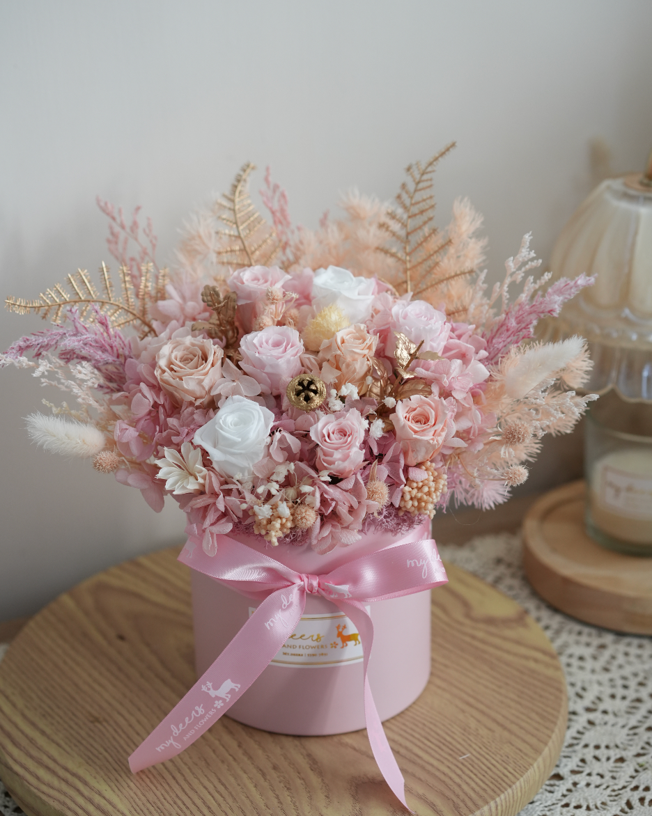 PX004 - Peach tone 九朵粉色玫瑰保鮮花花盒