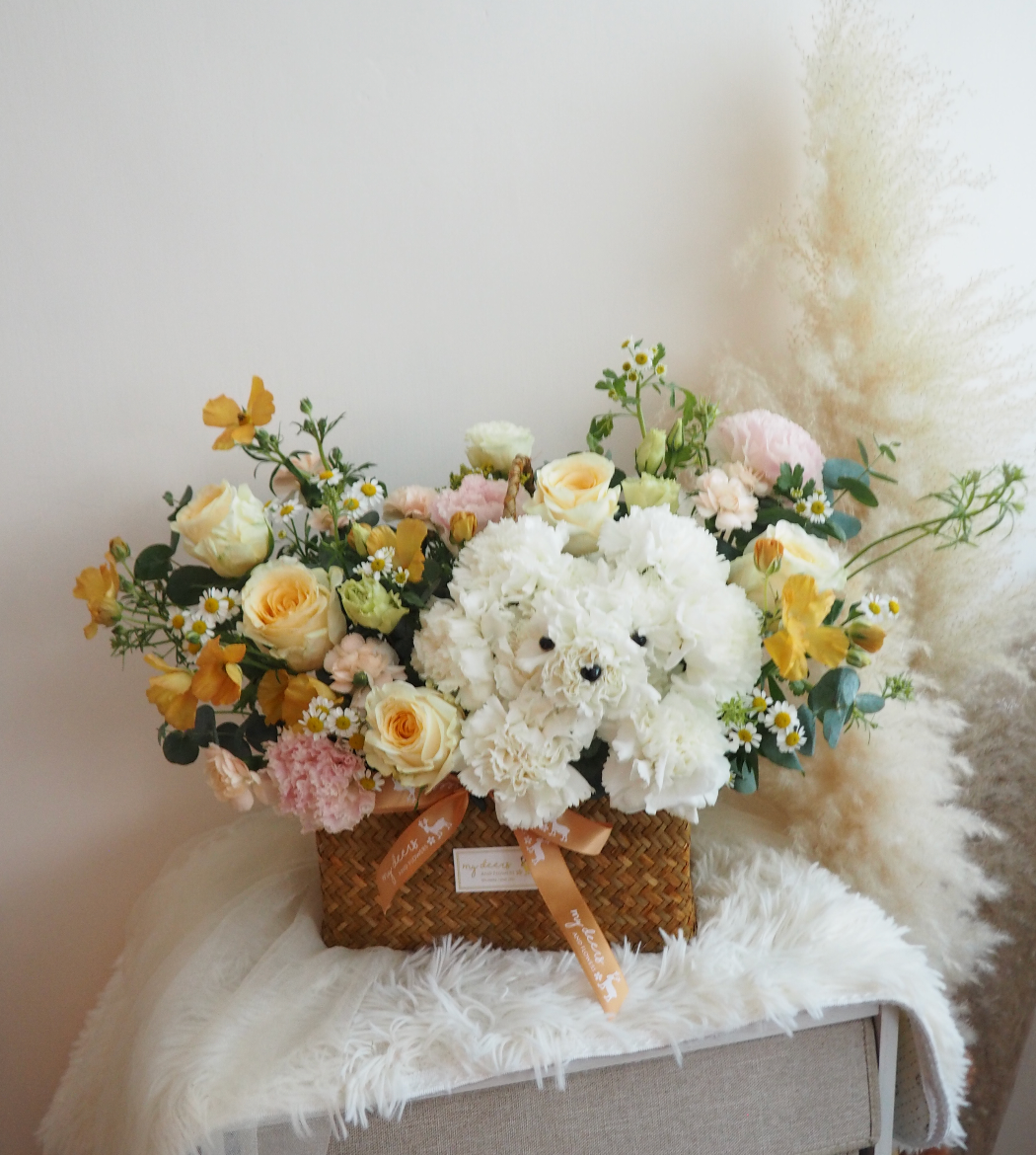 FX013 - Poodle小狗造型鮮花籃