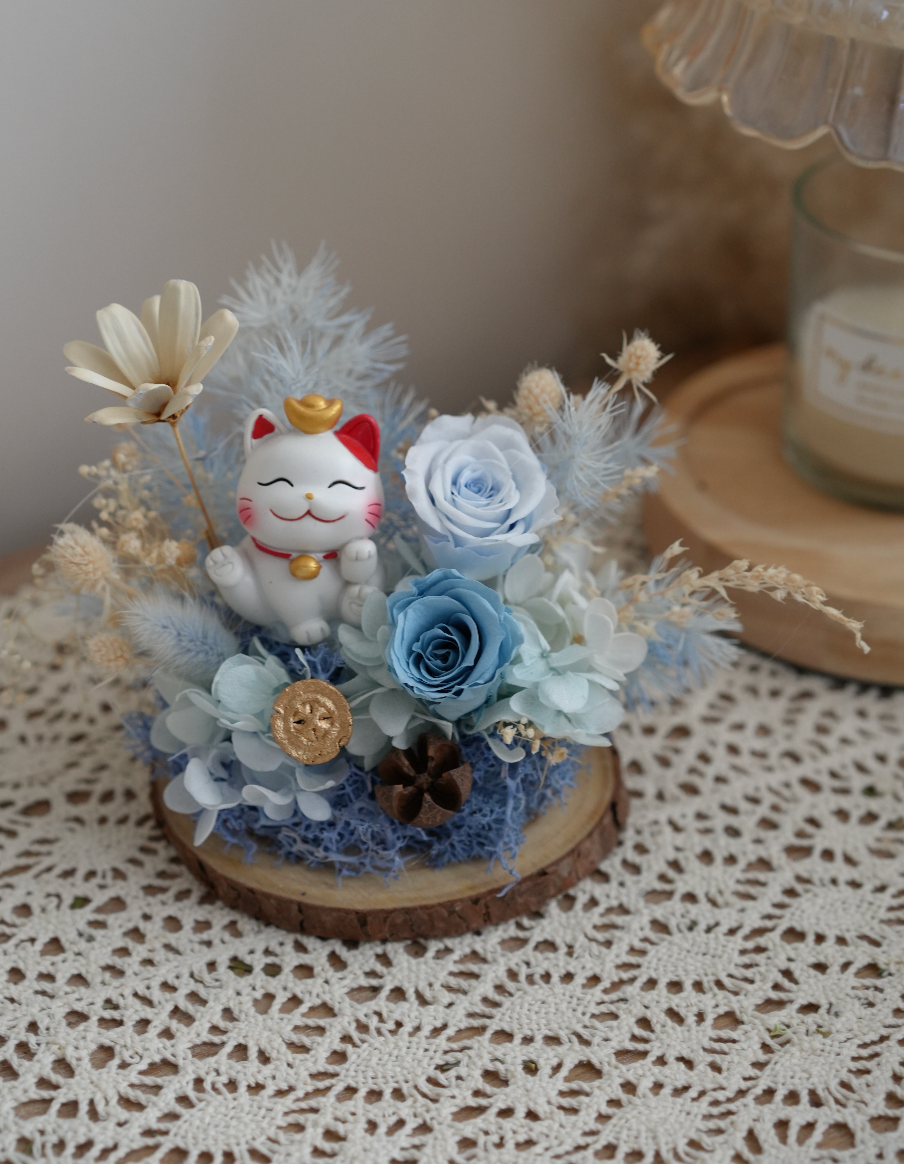 PO004 - Blue tone 淺藍色保鮮花迷你卡片座