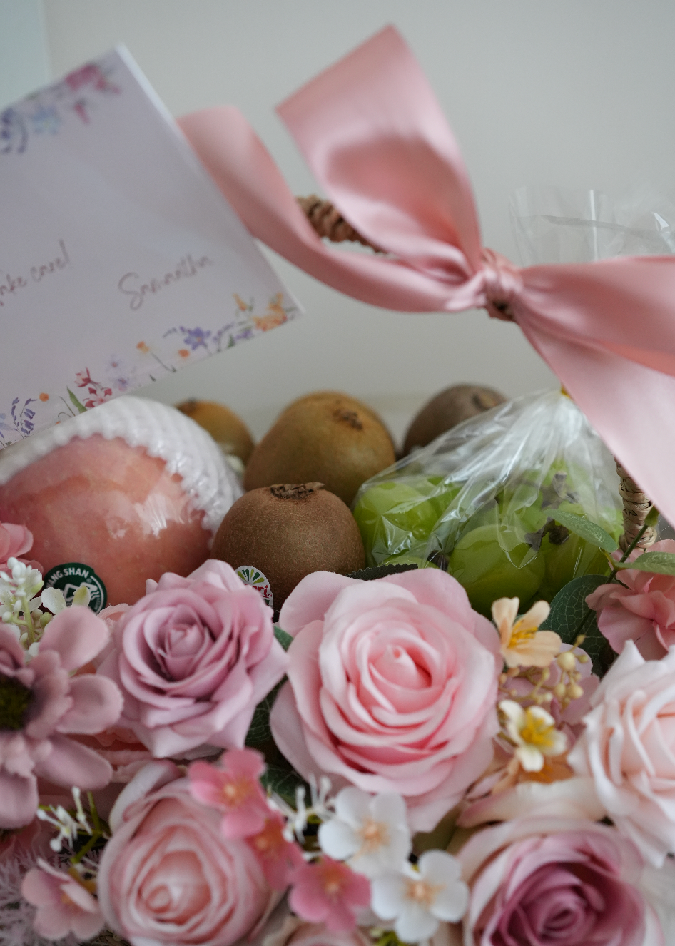 FF004 - {絲花款} Standard Basket 鮮果花籃 (手提藤籃款)