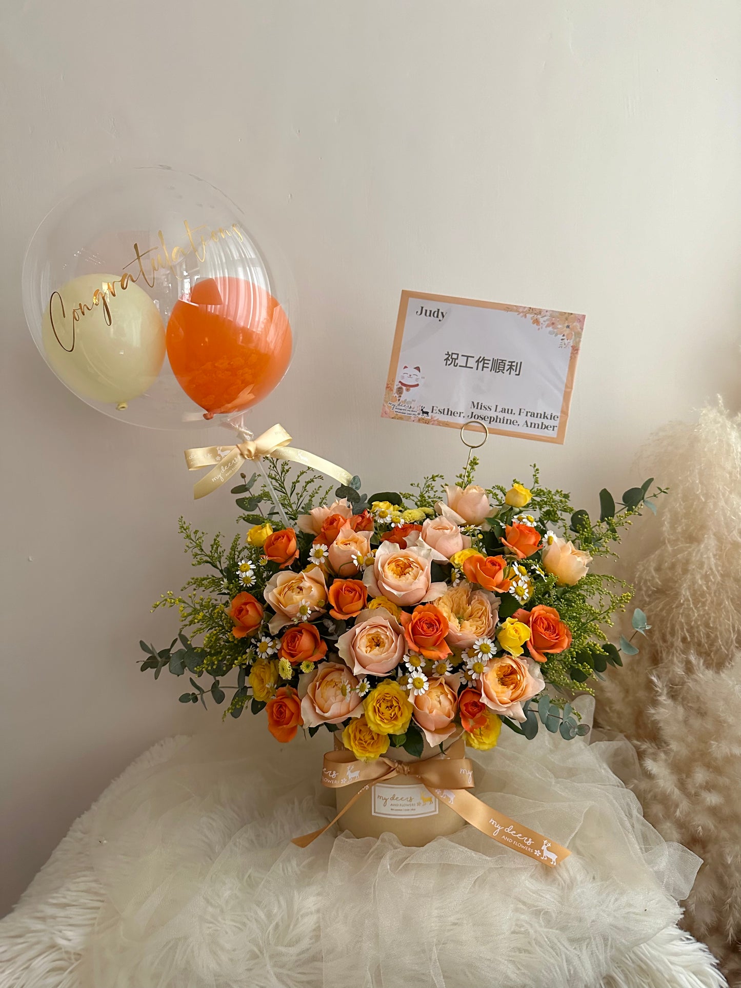 FX016 - 經典香檳黃色小玫瑰花盒