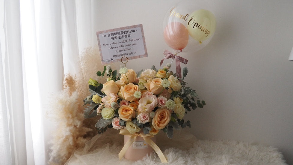 FX018 - 香檳色玫瑰桔梗花盒