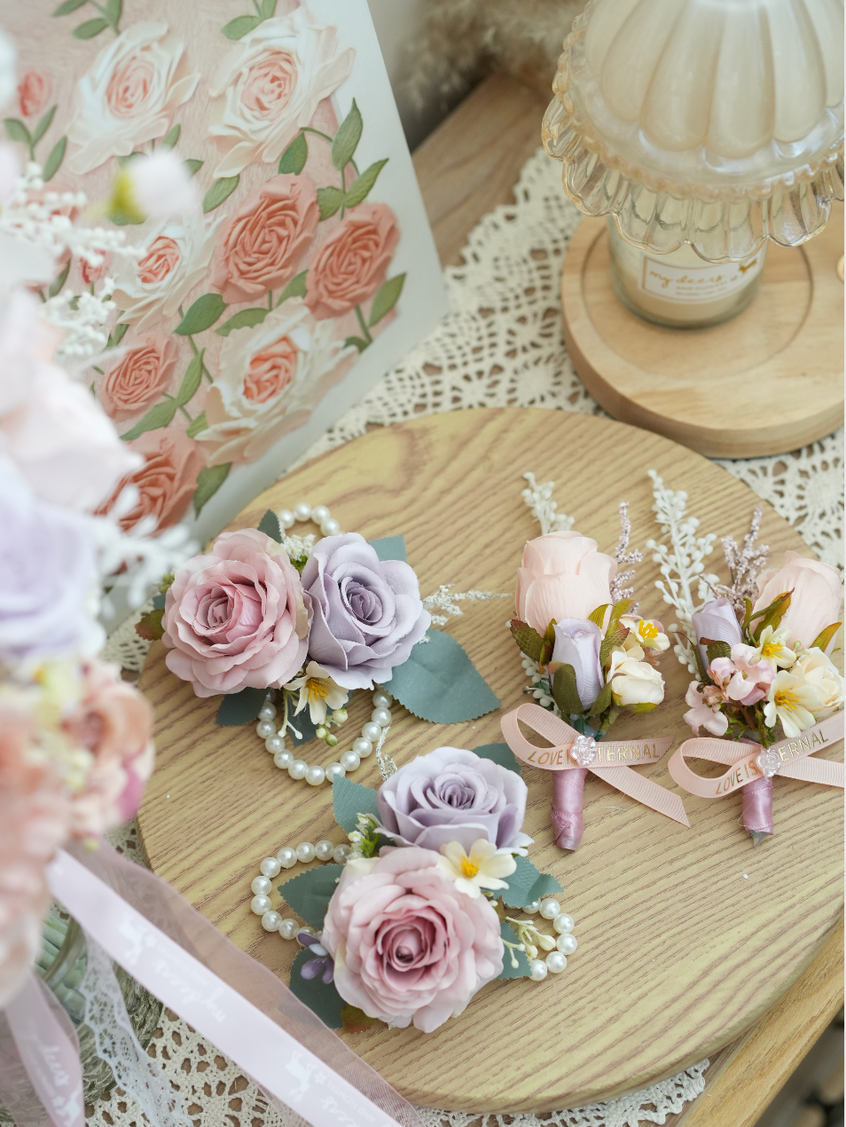 SW007 - 10"粉紫白色散形絲花花球