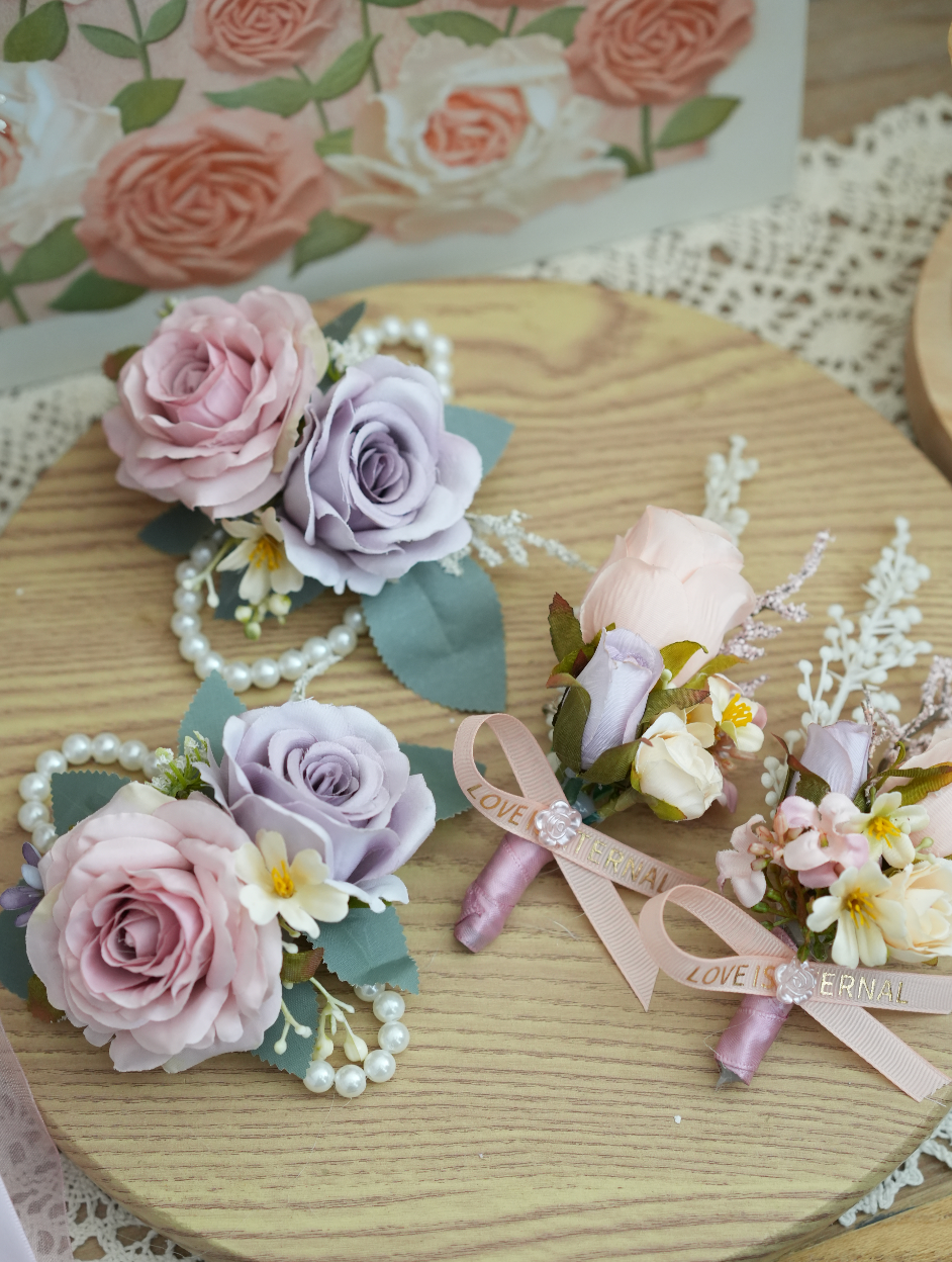 SW007 - 10"粉紫白色散形絲花花球