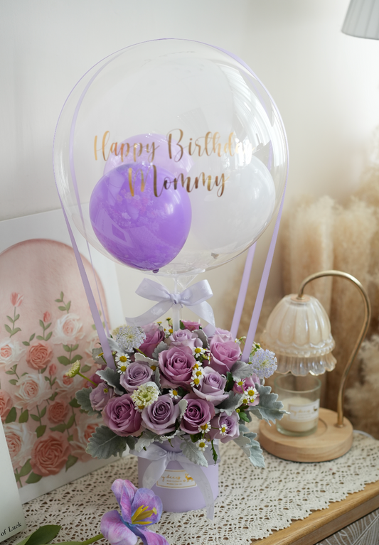 FXB018 - “lavender“ 熱氣球紫色玫瑰花盒