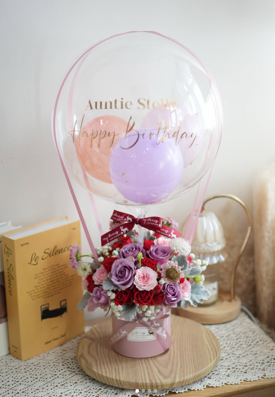 FXB019 - 大紅大紫熱氣球玫瑰花盒