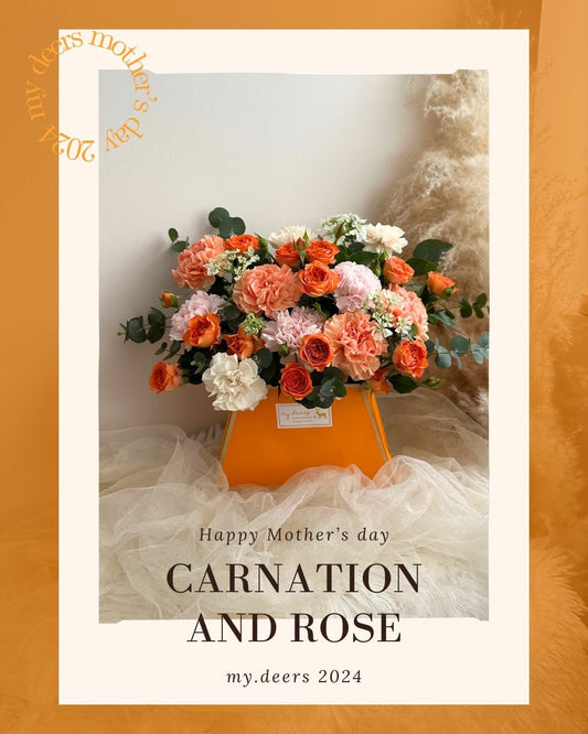 M001 - Elegance Carnation Box 愛馬仕橙色康乃馨鮮花盒｜2026母親節禮物