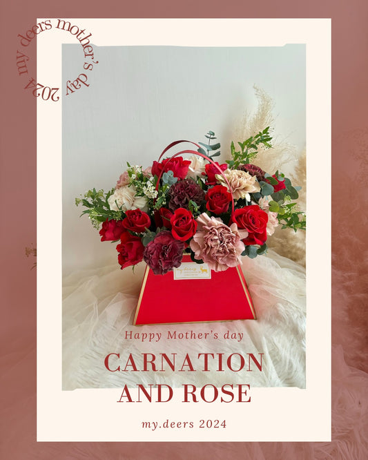 M003 - Vintage Red Carnation Box 復古鮮紅色康乃馨鮮花盒｜2026母親節禮物
